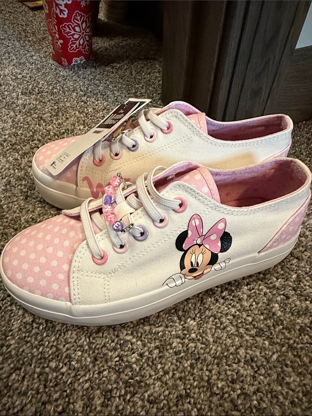 Disney Girls Minnie Mouse Pink and White Sneakers a a NWT